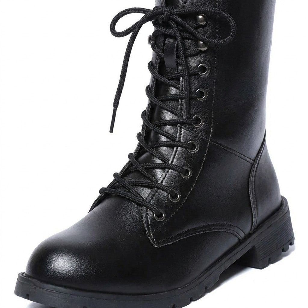 Close-up of the Lysandra laces, gunmetal eyelets and polished round toe