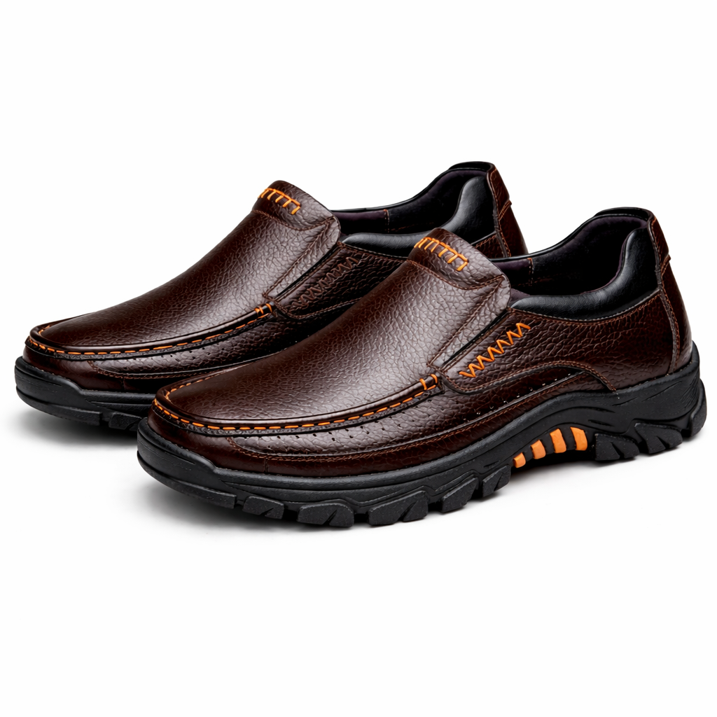 Men's Genuine Leather Platform Loafers - Active Comfort