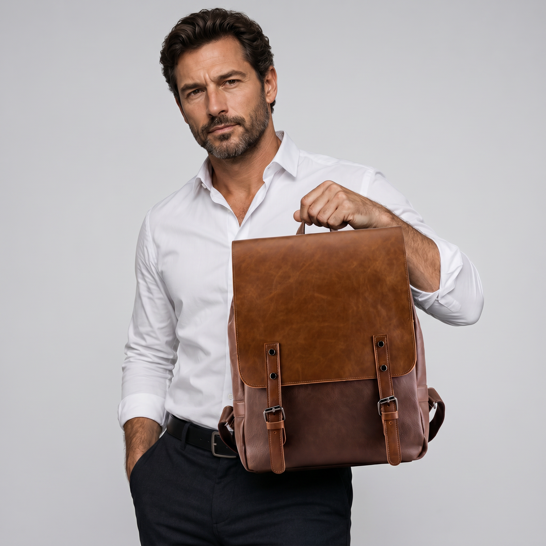 Men's Leather Backpack - Mature
