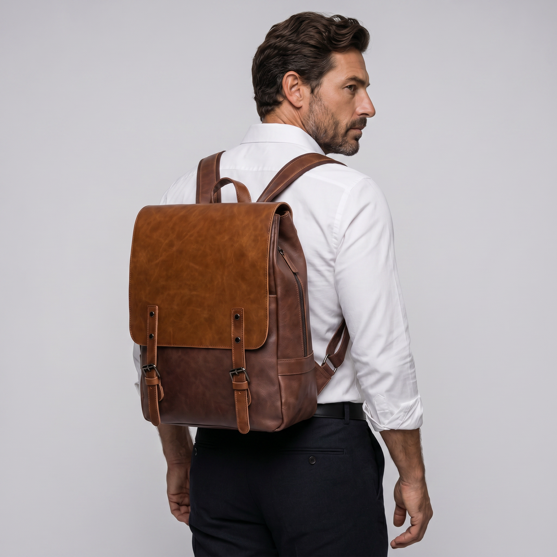 Men's Leather Backpack - Mature