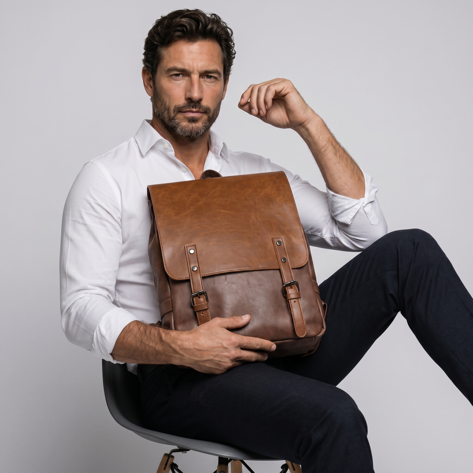 Men's Leather Backpack - Mature