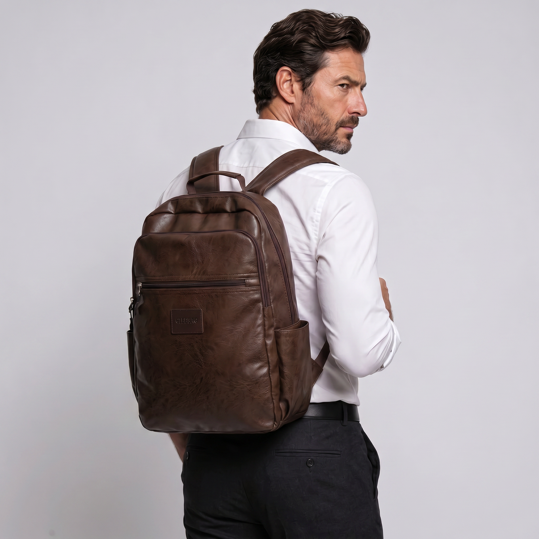 Men's Leather Backpack - Mossway