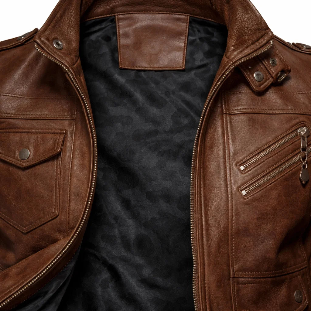 Men's Real Leather Bomber Jacket with Removable Hood – Leather Elegance