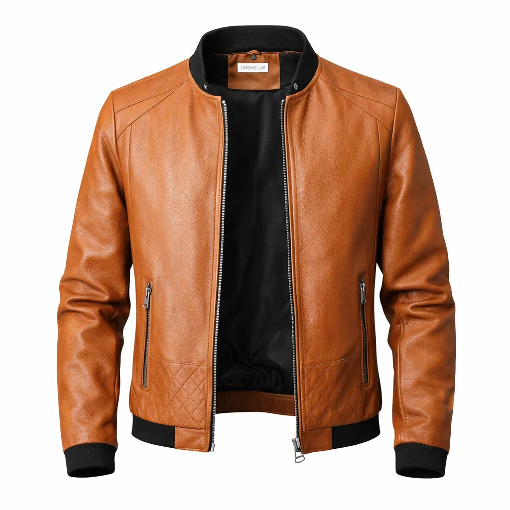 Men's Real Leather Slim Fit Biker Jacket – Donk