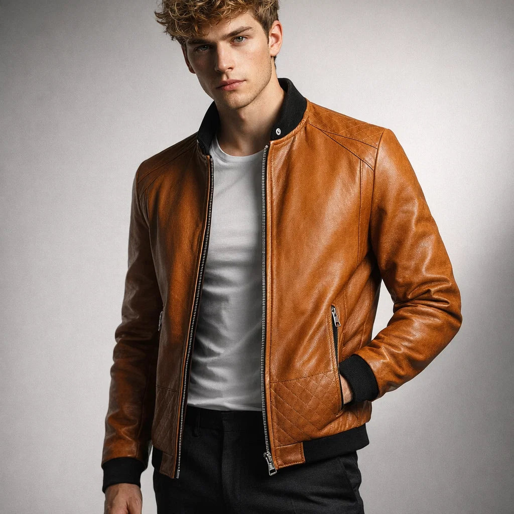 Men's Real Leather Slim Fit Biker Jacket – Donk