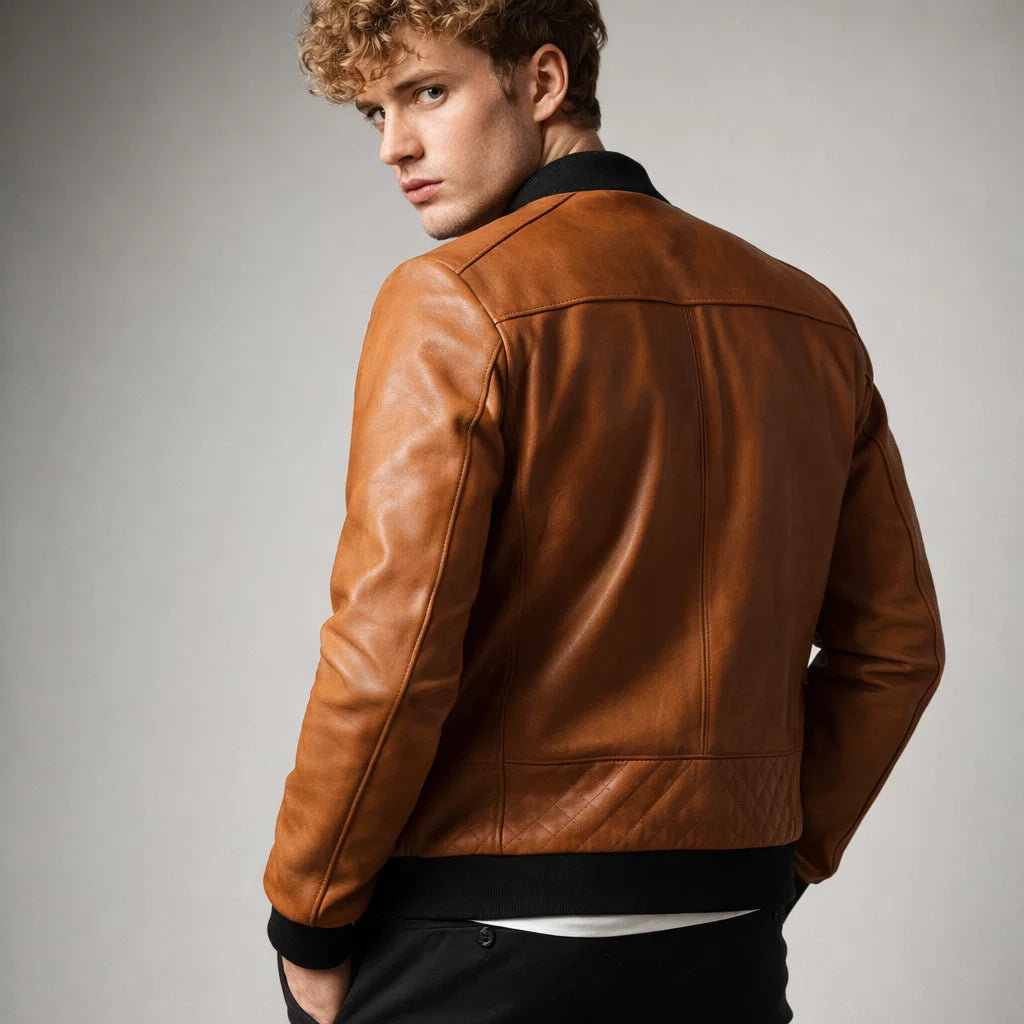 Men's Real Leather Slim Fit Biker Jacket – Donk
