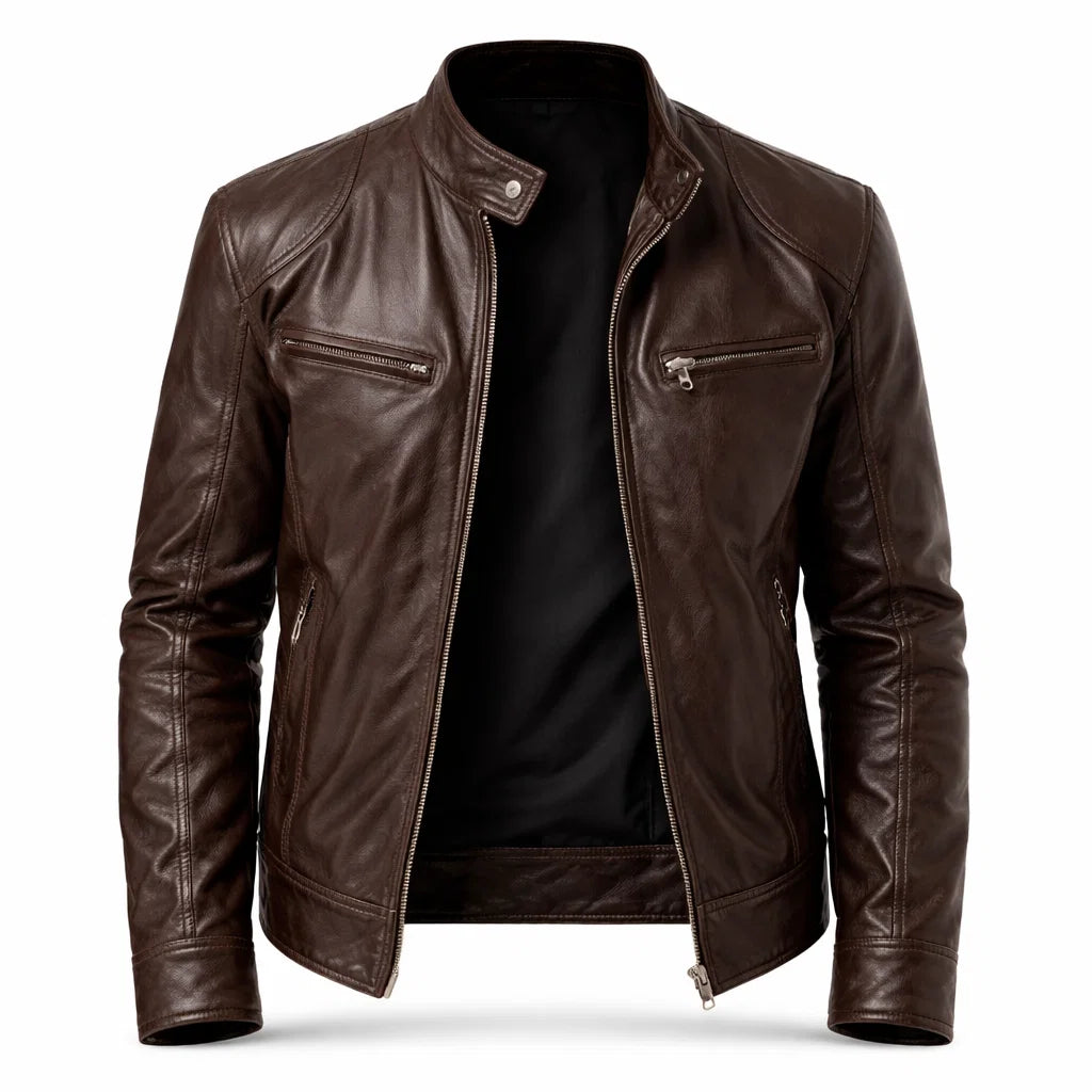 Men's Real Leather Slim Fit Biker Jacket – Toppest
