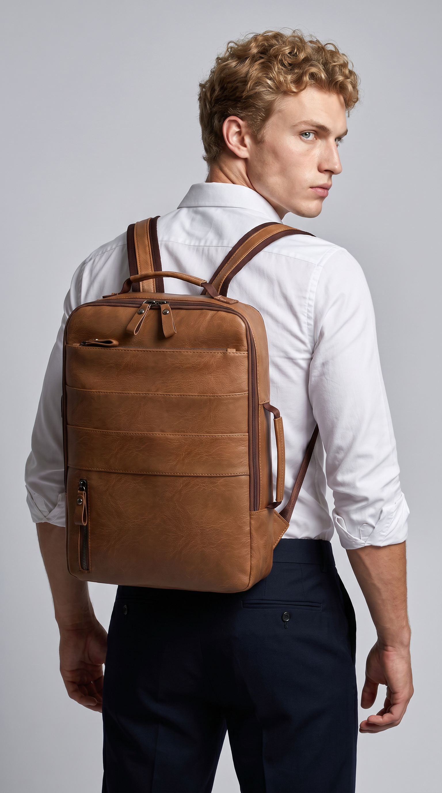 Men's Leather Backpack - Kaster