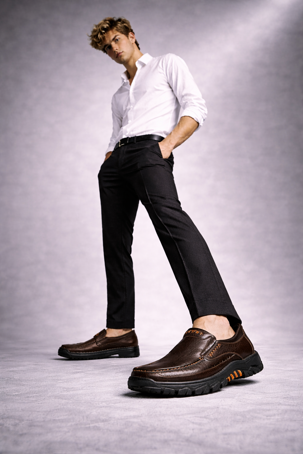 Men's Genuine Leather Platform Loafers - Active Comfort