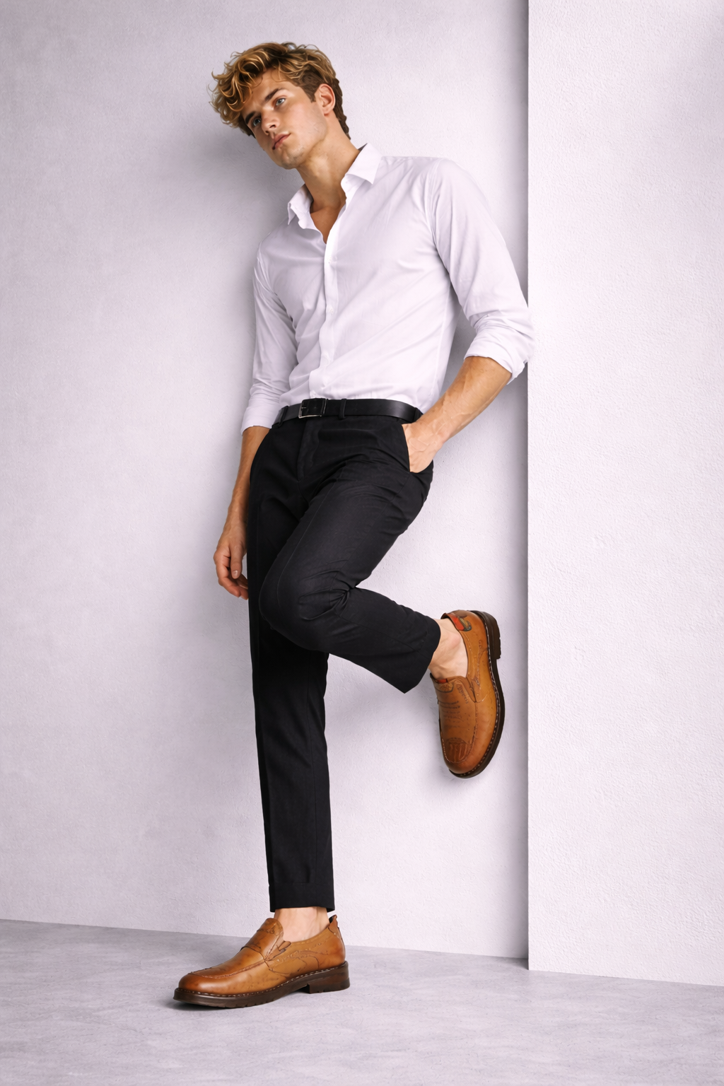 Men's Genuine Leather Platform Loafers - Kingsley