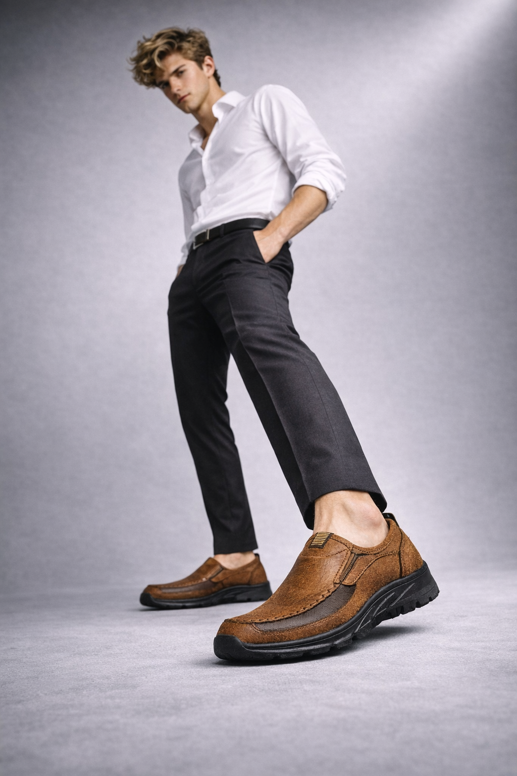 Men's Genuine Leather Platform Loafers - William Classic