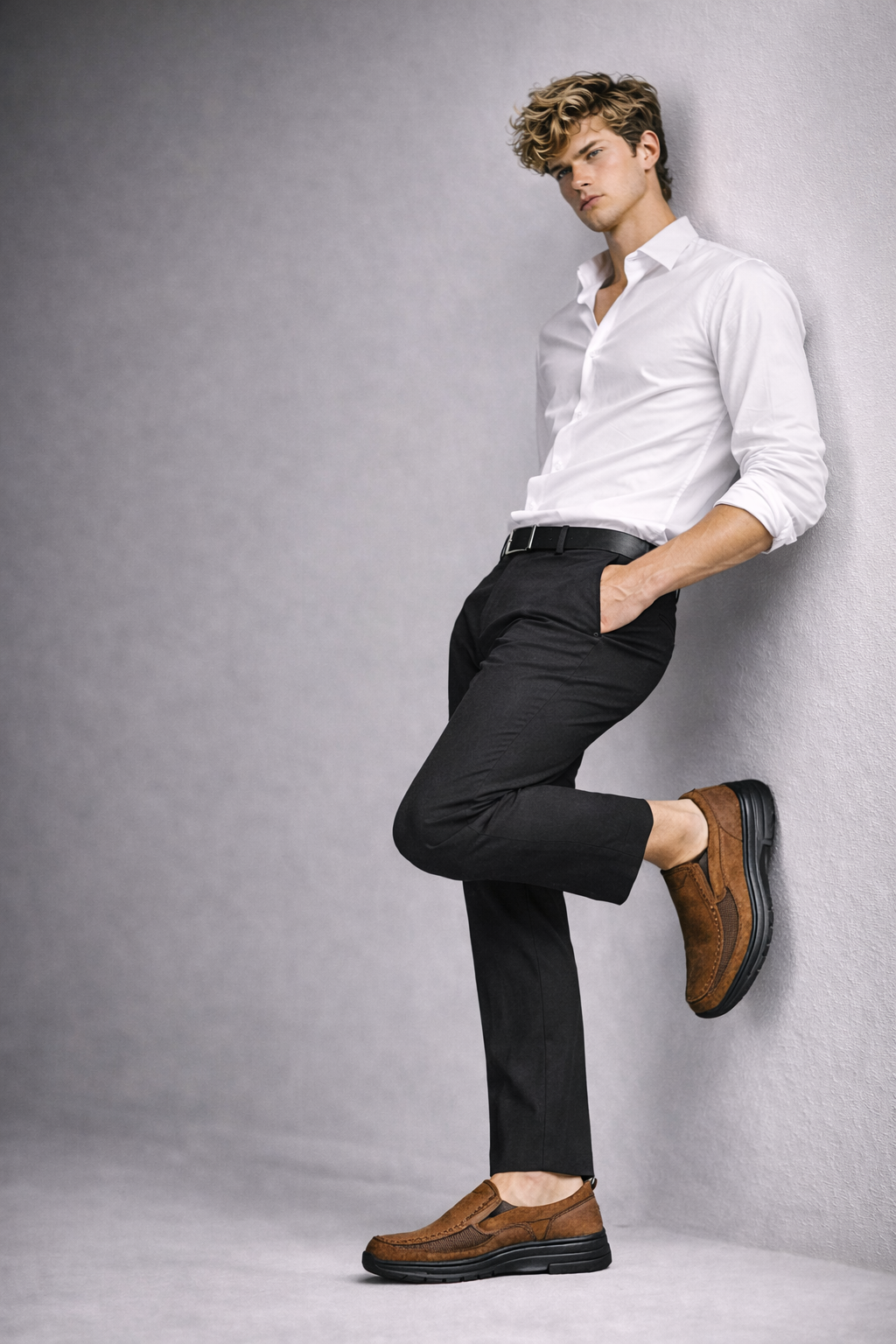 Men's Genuine Leather Platform Loafers - William Classic