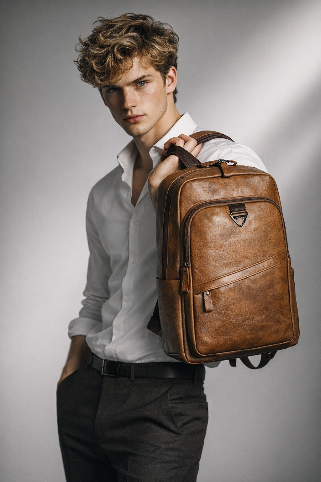 Men's Real Leather Backpack - Survival
