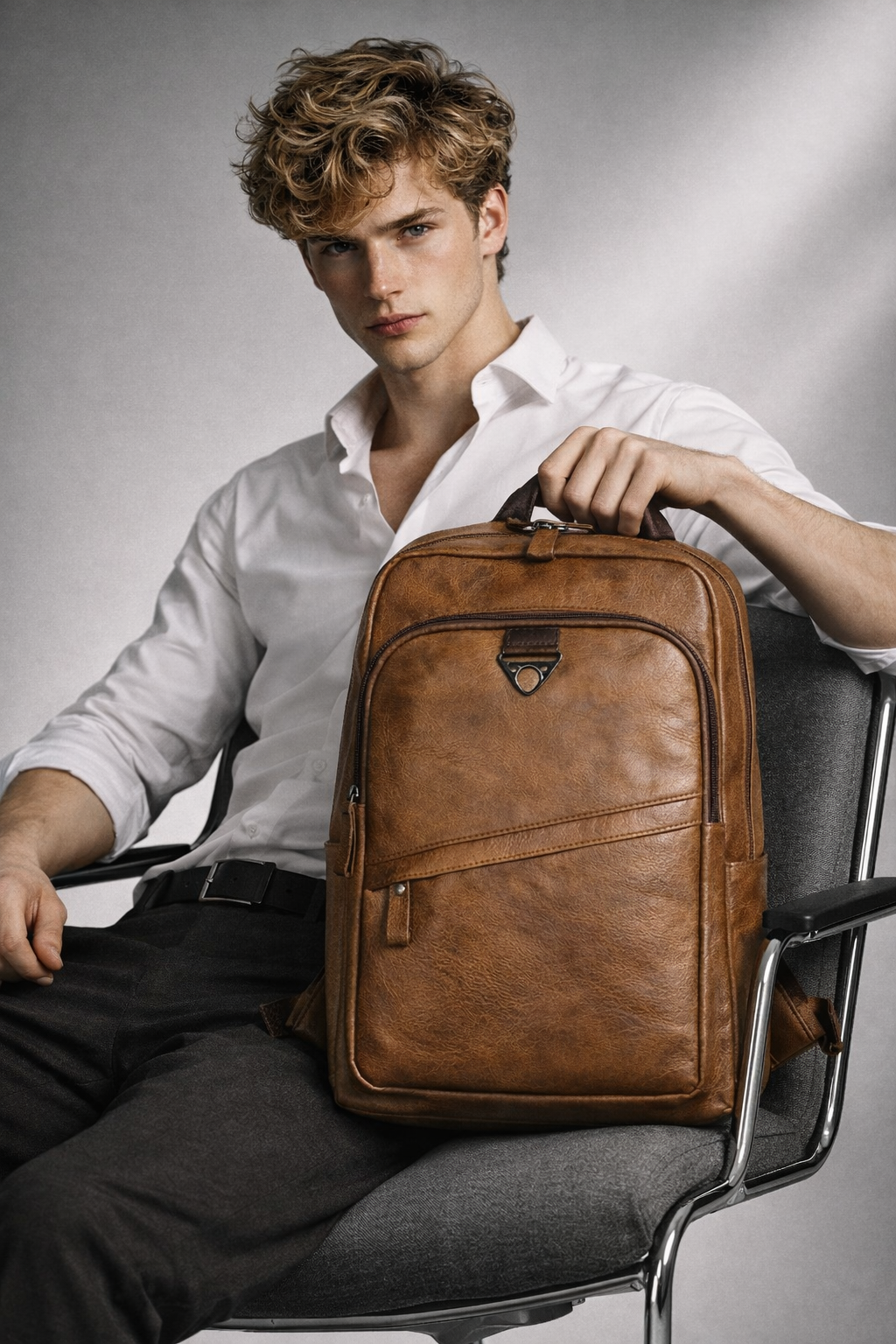 Men's Real Leather Backpack - Survival