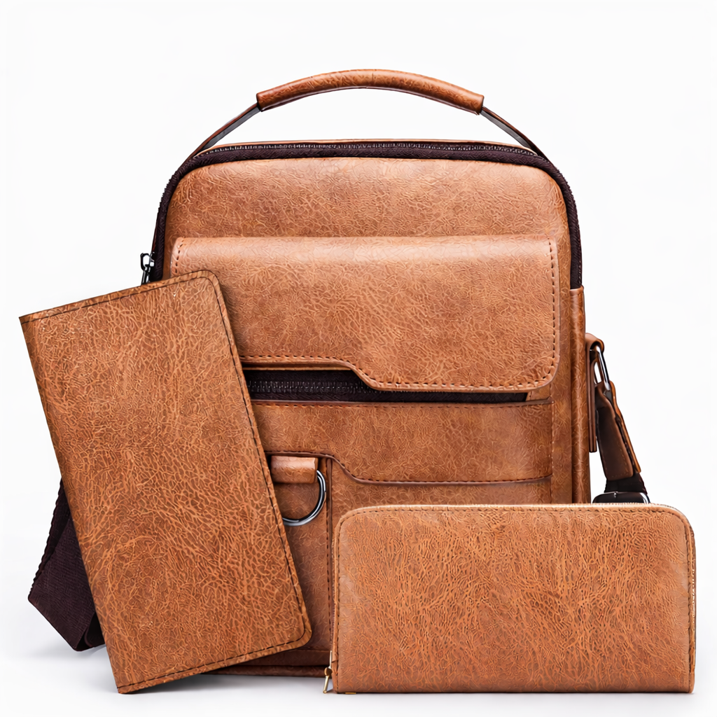 Men's Real Leather Satchel - Leepus 3 in 1