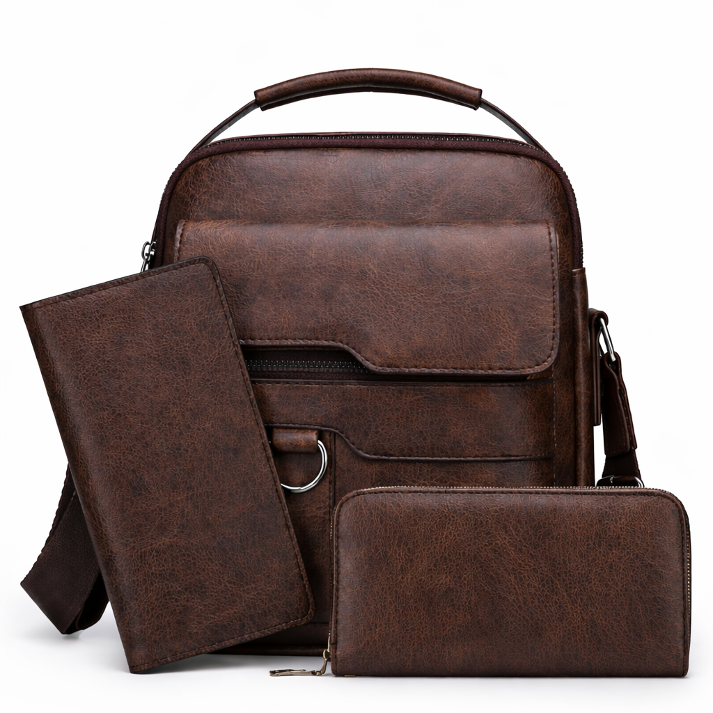 Men's Real Leather Satchel - Leepus 3 in 1