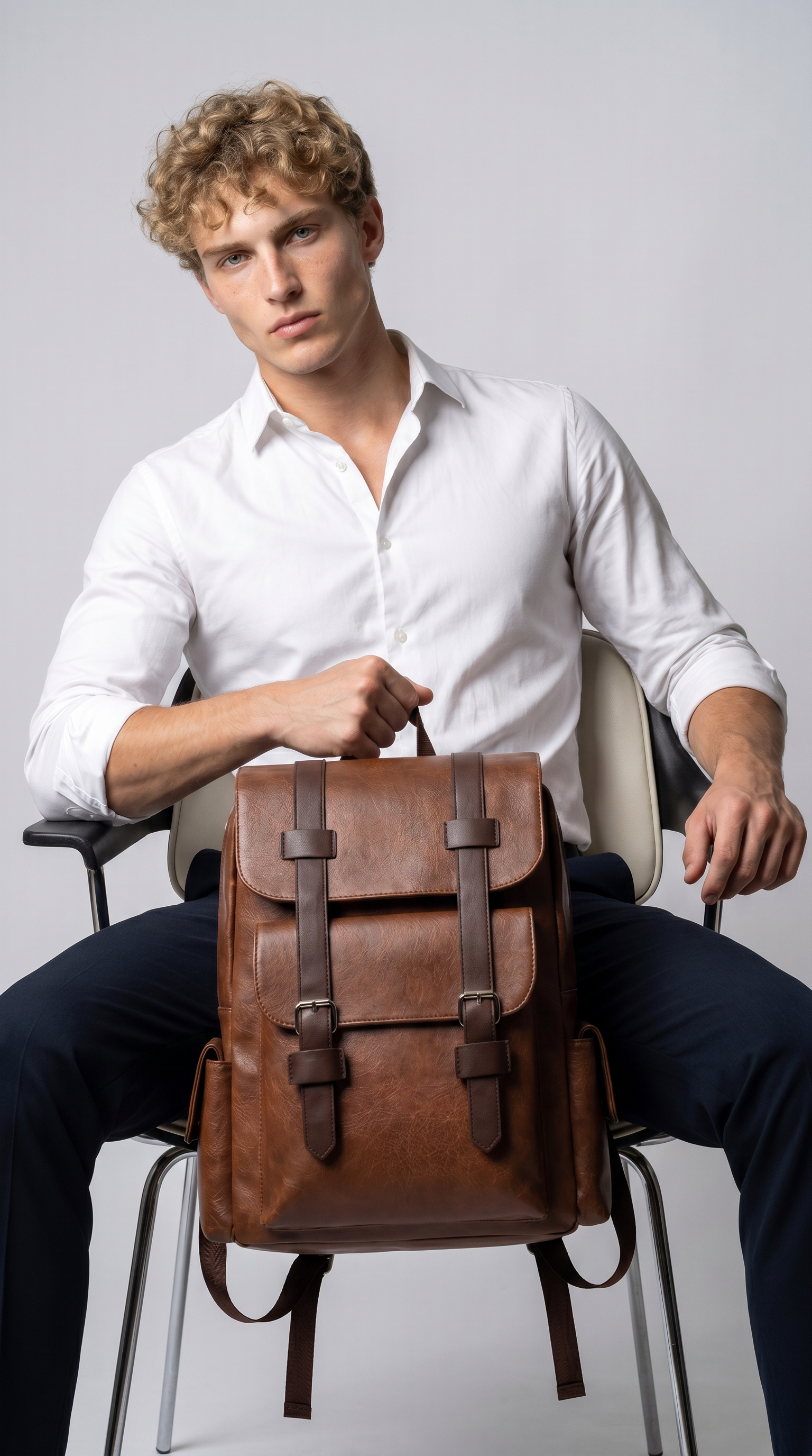 Men's Leather Backpack - Cluster