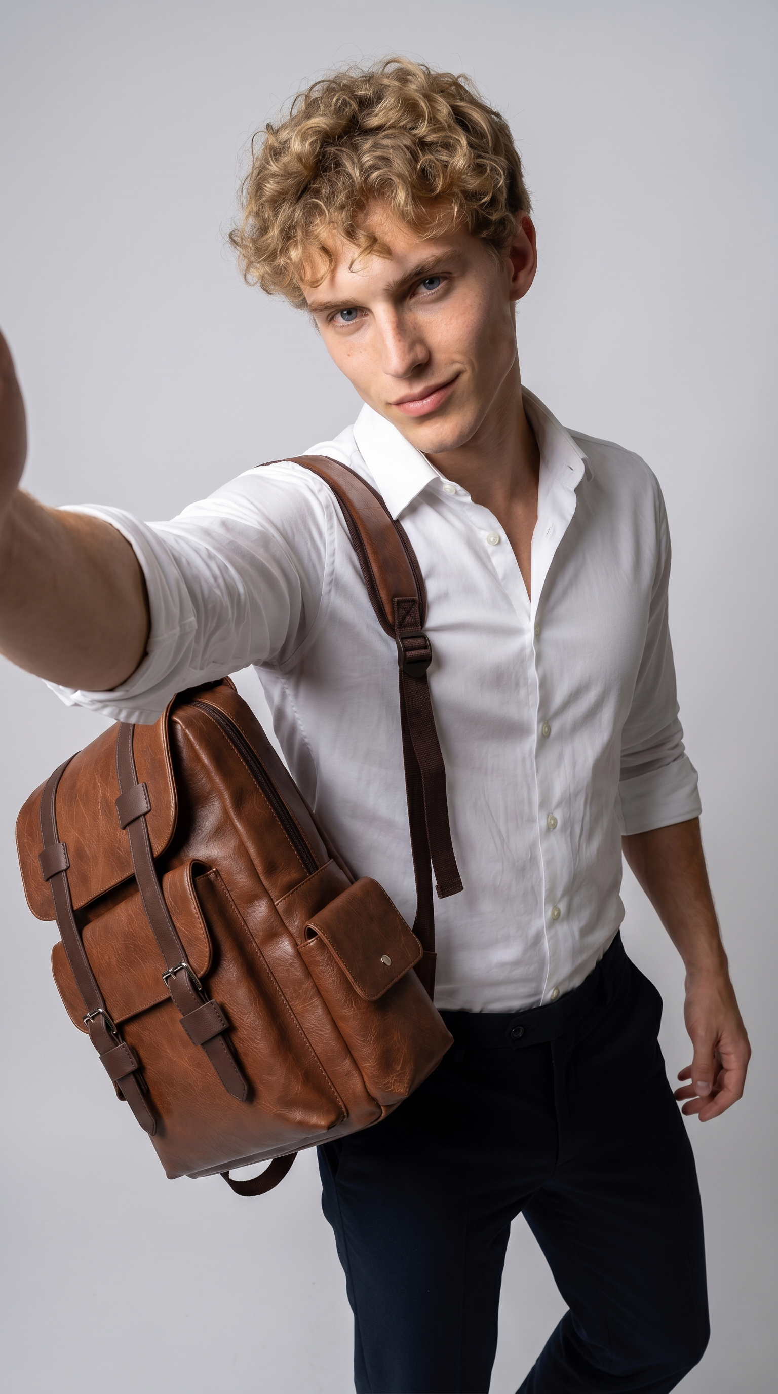Men's Leather Backpack - Cluster