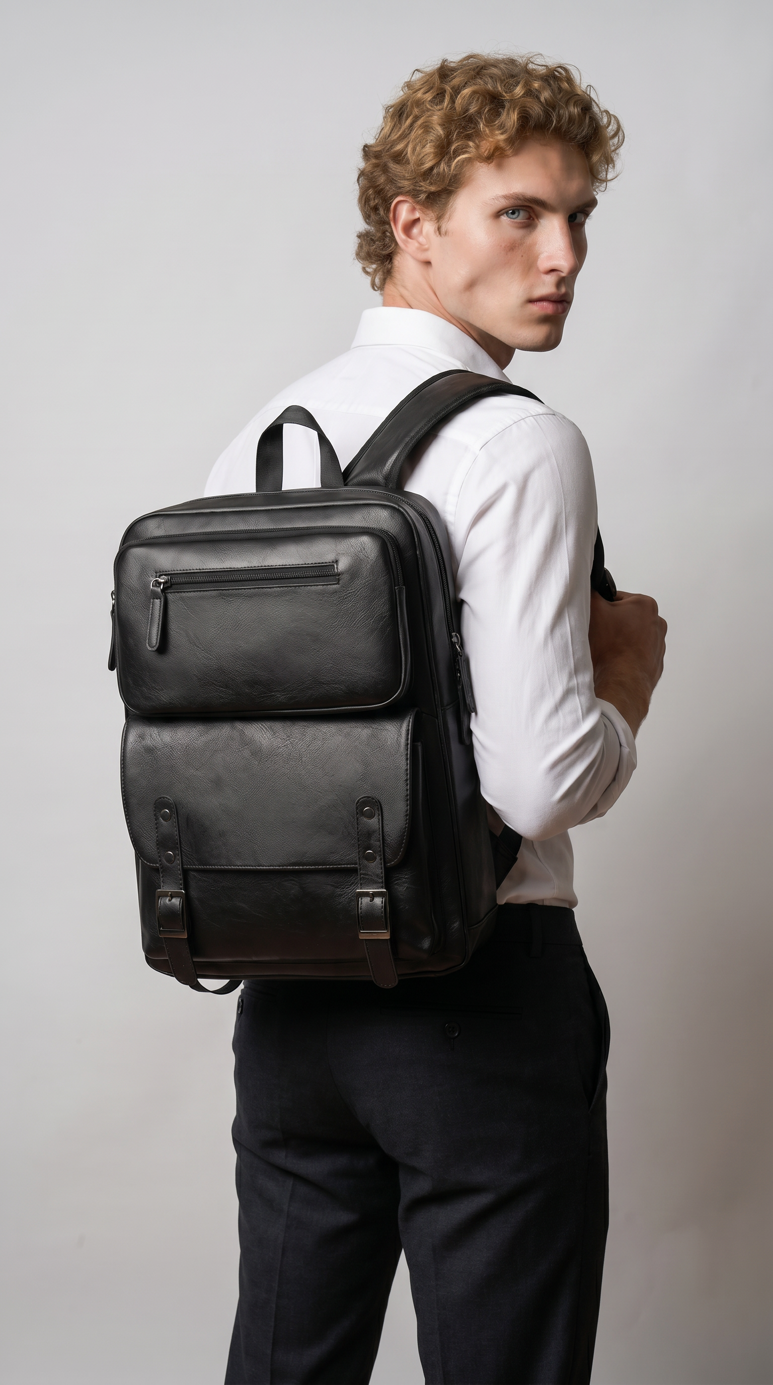Men's Leather Backpack - Force