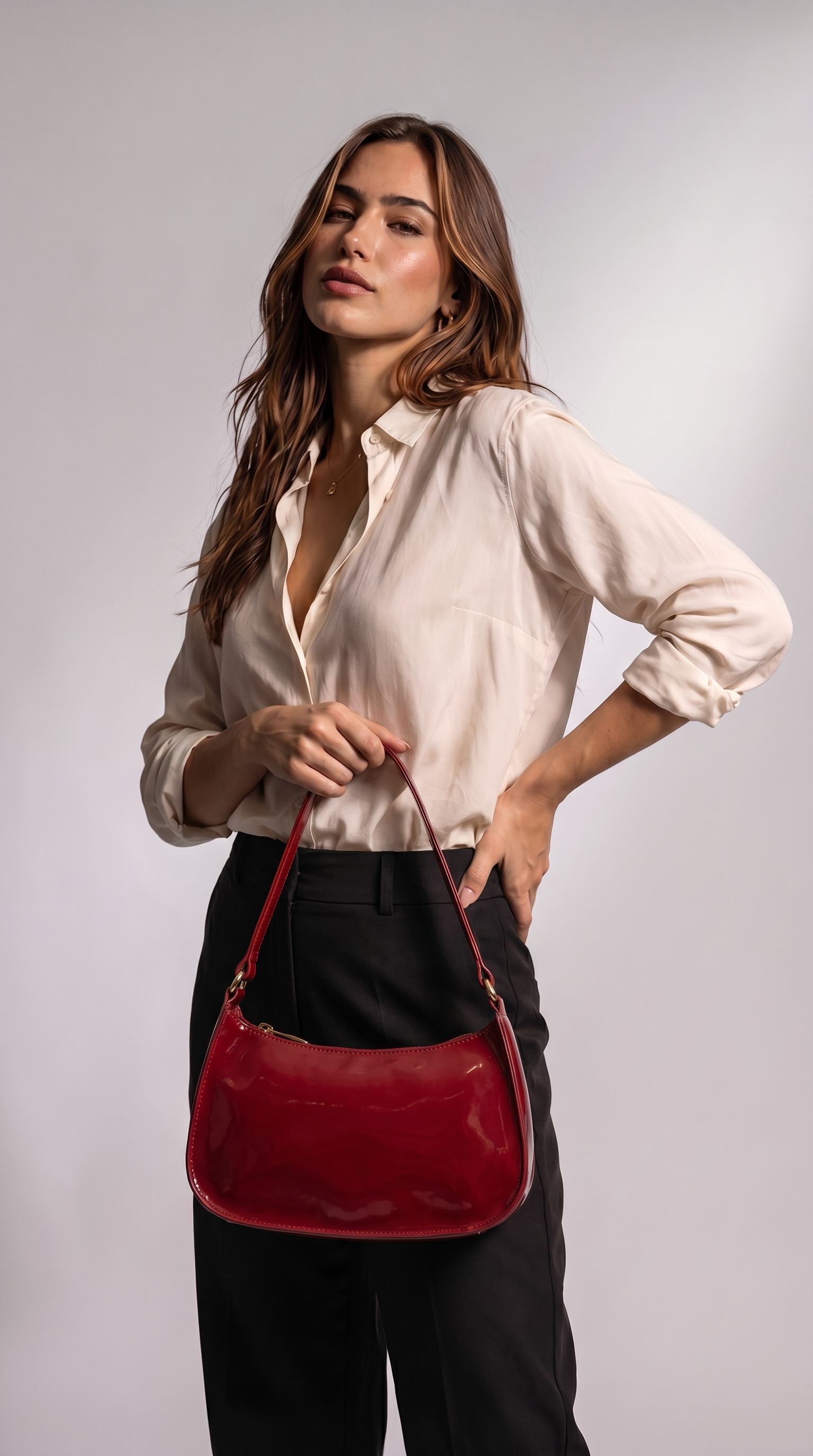 Women's Genuine Leather Baguette Bag - Carol