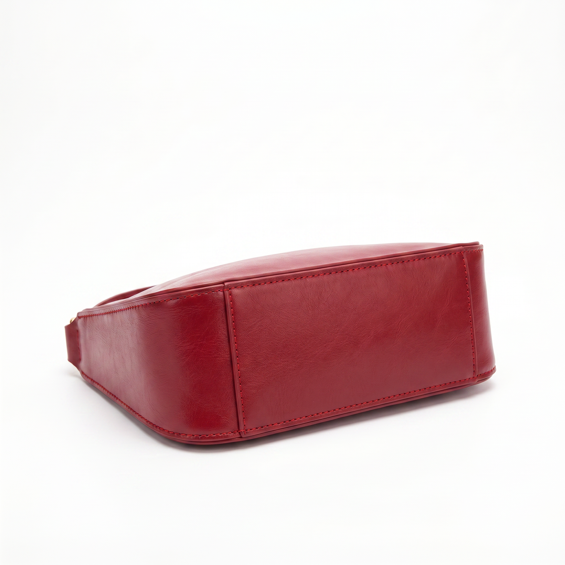 Women's Genuine Leather Hobo Bag - Cherry