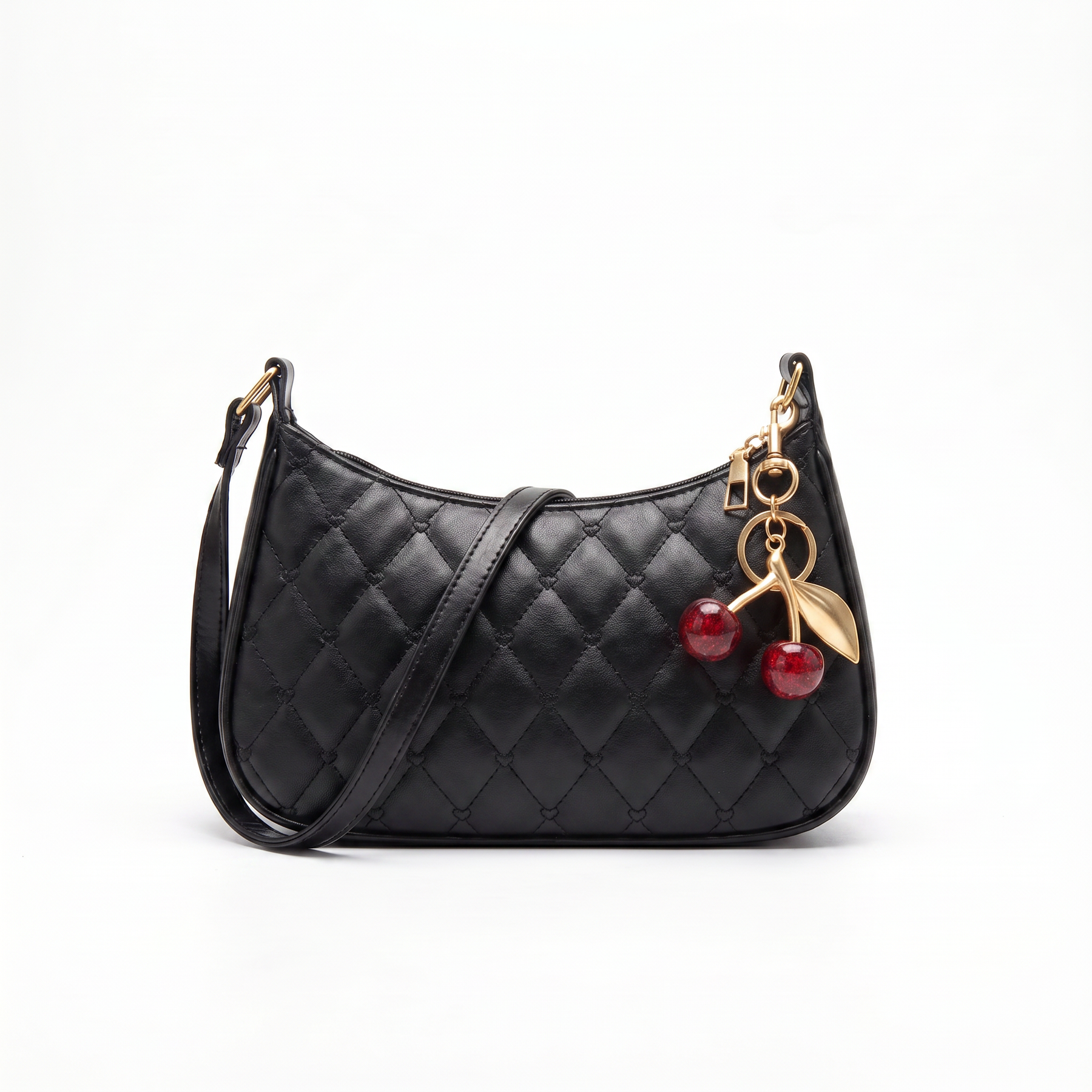 Women's Genuine Leather Hobo Bag - Cherry