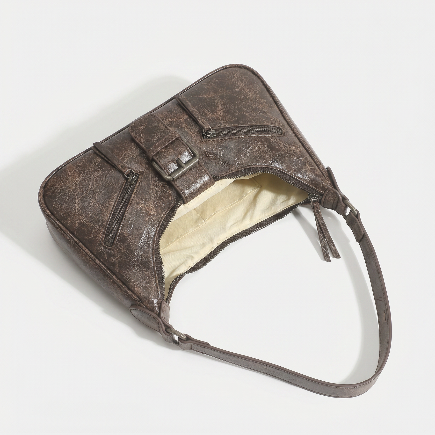 Women's Genuine Leather Hobo Bag - Vintage