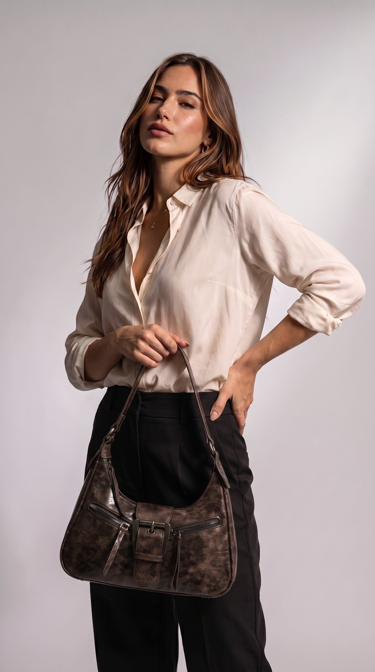 Women's Genuine Leather Hobo Bag - Vintage