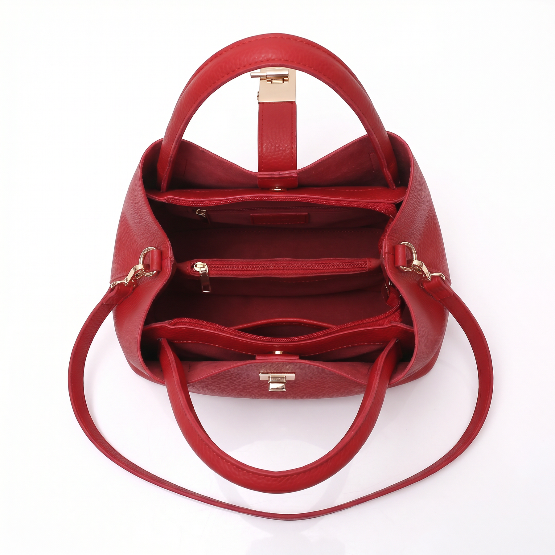 Women's Genuine Leather Messenger Bag - Heart
