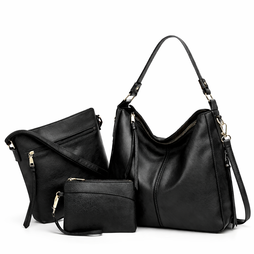 Women's Genuine Leather Messenger Bag - Twins
