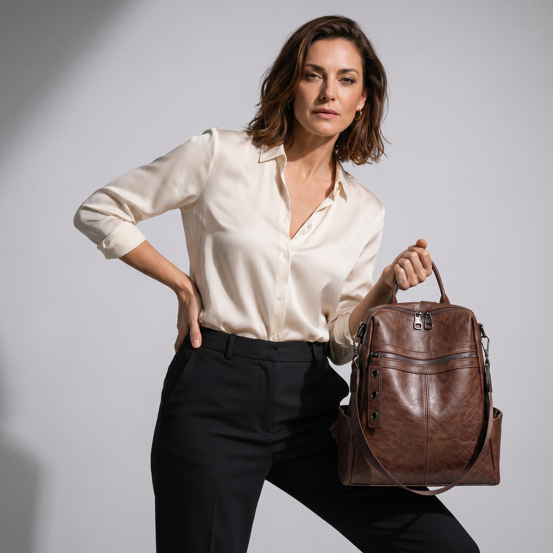 Women's Leather Backpack - Jade