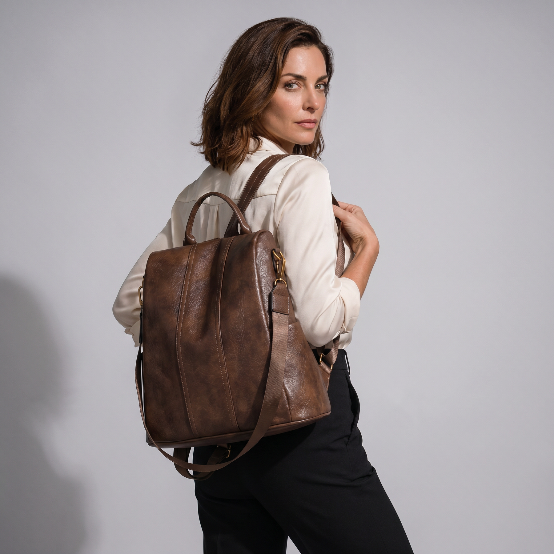 Women's Leather Backpack - Retro