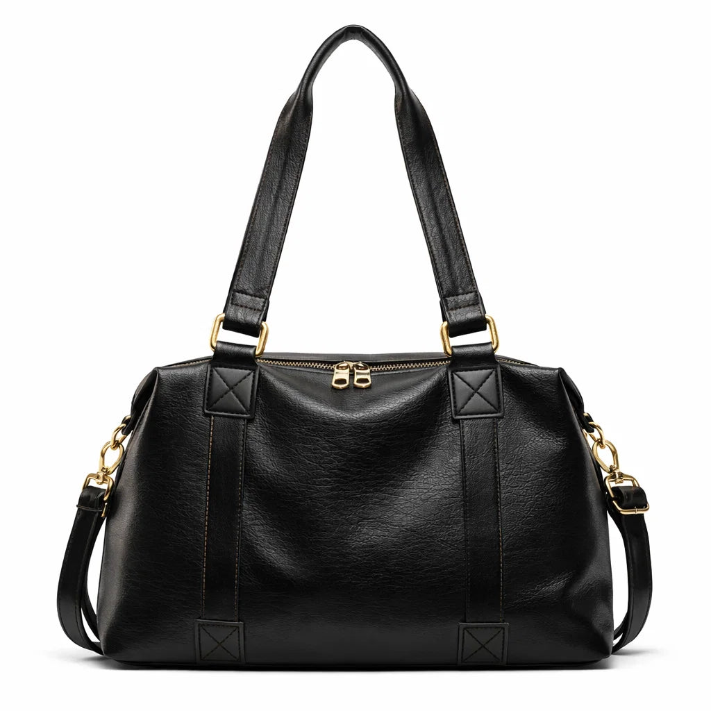 Women's Genuine Leather Crossbody Bag - Black - Elsworth