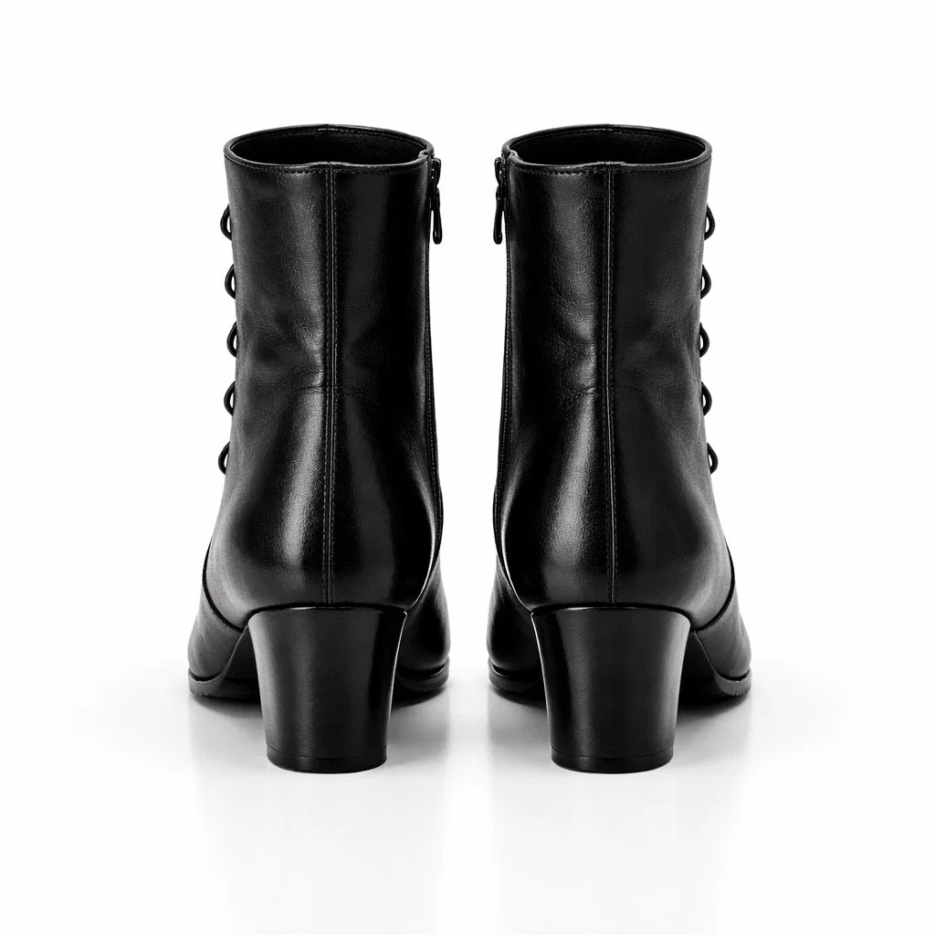 Women's Leather Victorian Button Ankle Boots – Zip Fashion