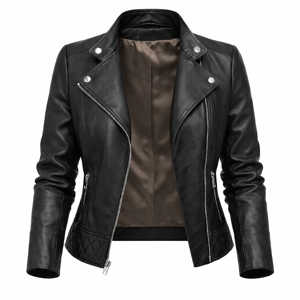 Women's Real Leather Quilted Biker Jacket – Opulence