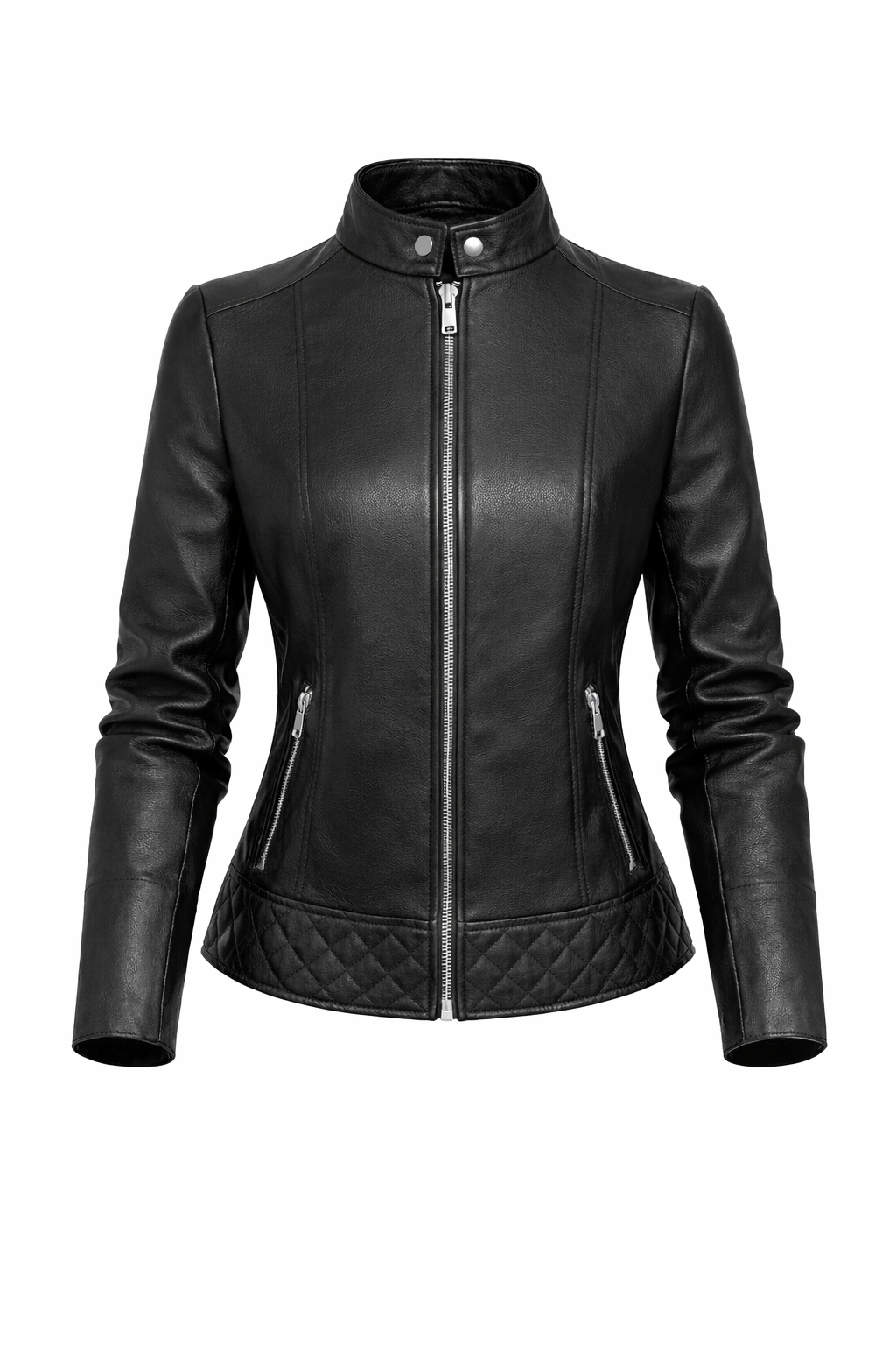 Women's Real Leather Quilted Biker Jacket – Opulence