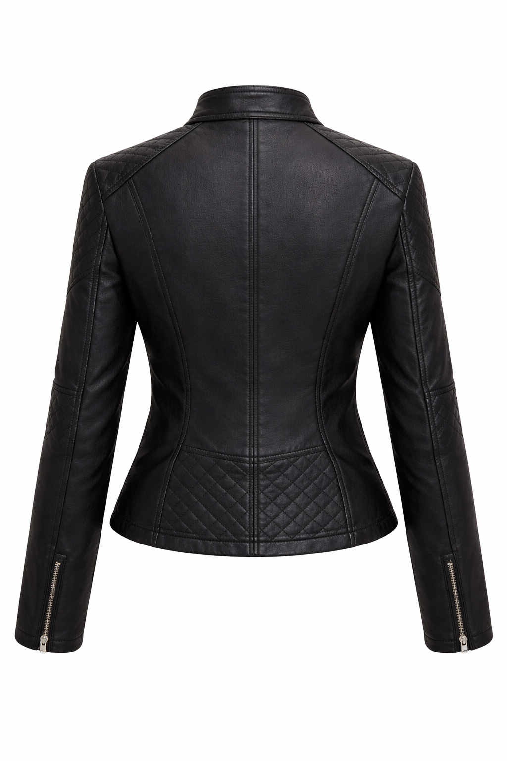 Women's Real Leather Quilted Biker Jacket – Voug