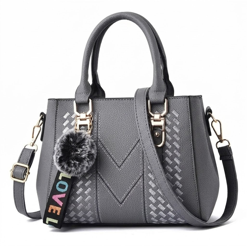 Women's Genuine Leather Top Handle Bag - Cherry