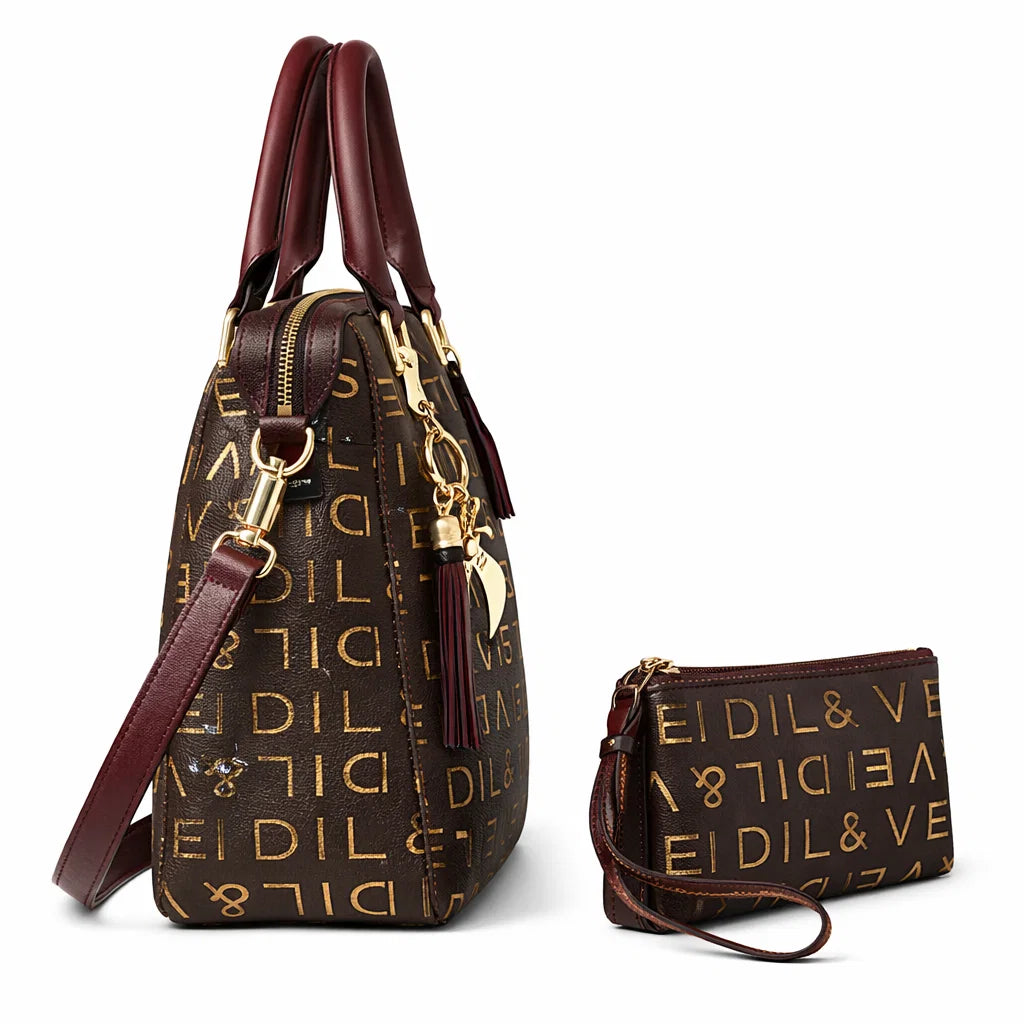 Women's Genuine Leather Top Handle Bag - Luxury Scale (2 in 1)