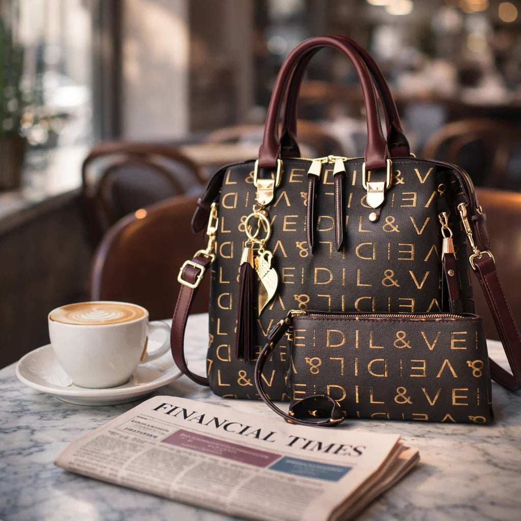 Women's Genuine Leather Top Handle Bag - Luxury Scale (2 in 1)