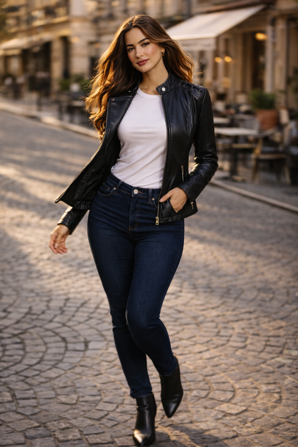Women's Real Leather Quilted Biker Jacket – Voug
