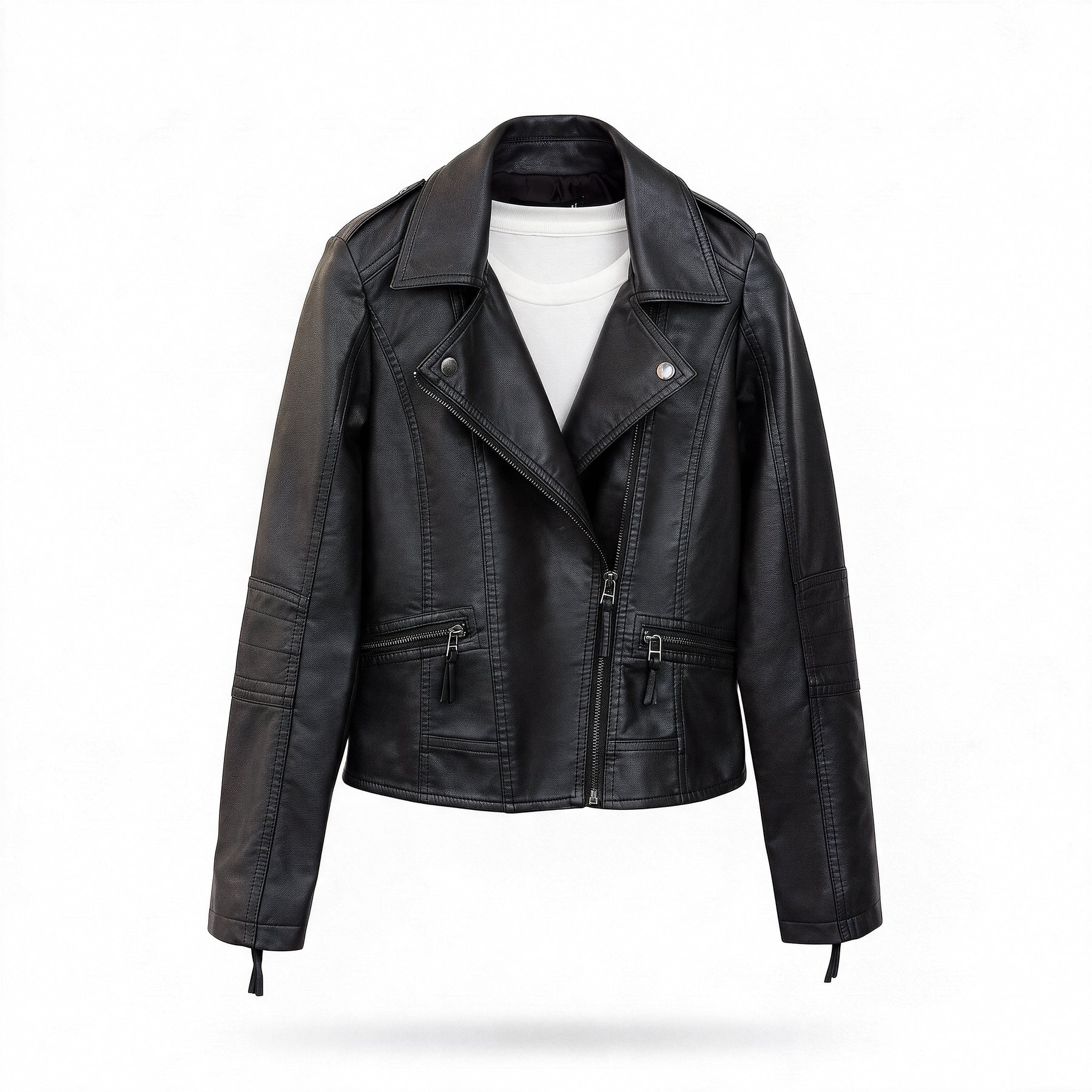 Women's Genuine Leather Jacket - Vesper in black, front view