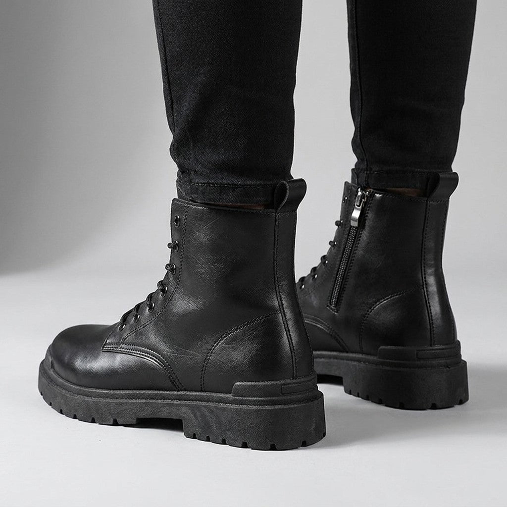 Back view of Matthis boots showing the pull tabs and inner side zips