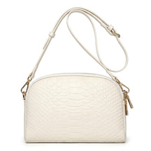 Ivory cream Isaure half-moon bag in croc-embossed leather with gold-tone zip pulls