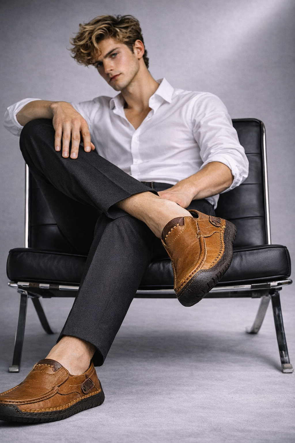 Men's Genuine Leather Platform Loafers - Legatto Style
