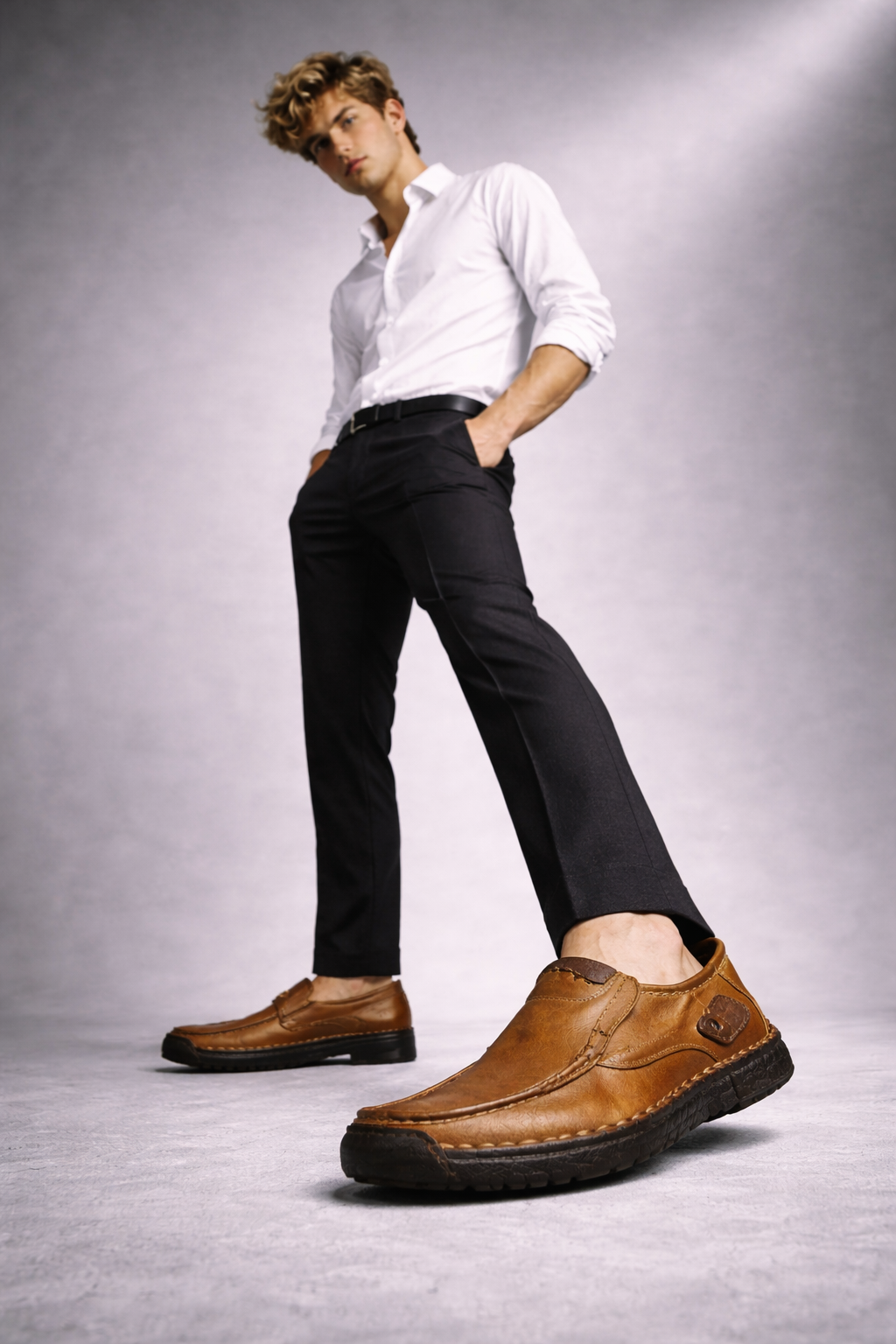 Men's Genuine Leather Platform Loafers - Legatto Style