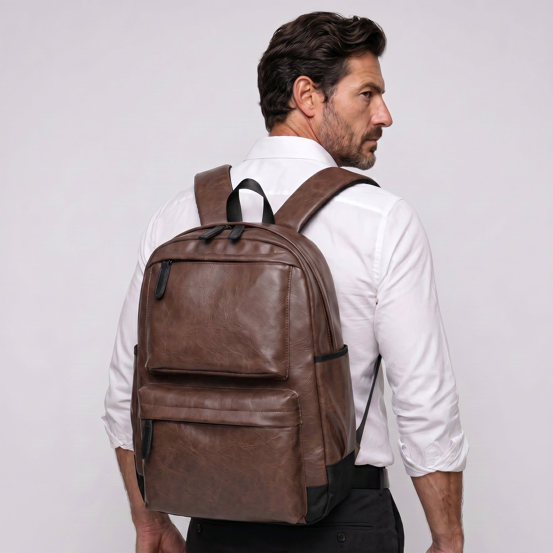Men's Leather Backpack - Dusk