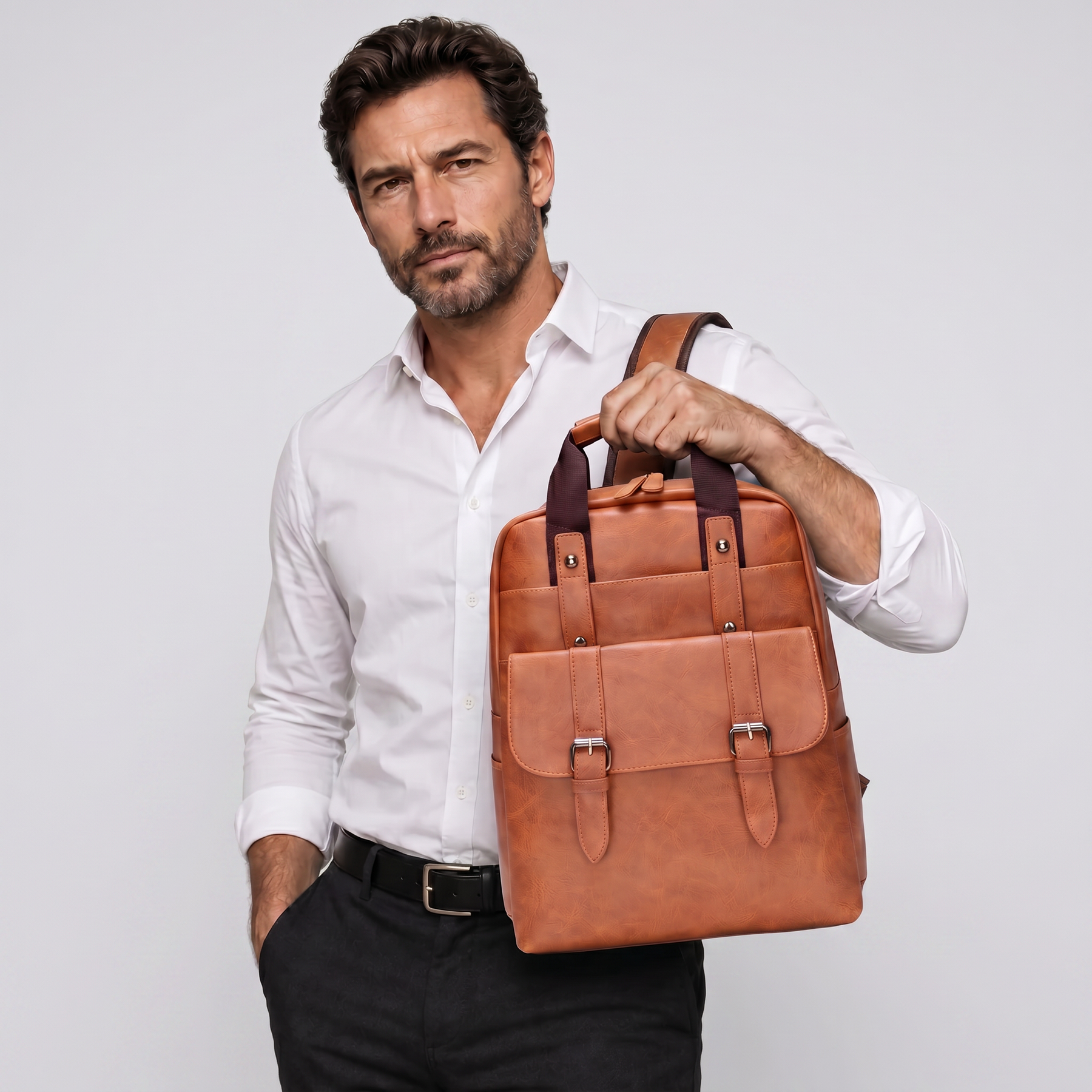 Men's Leather Backpack - Flint