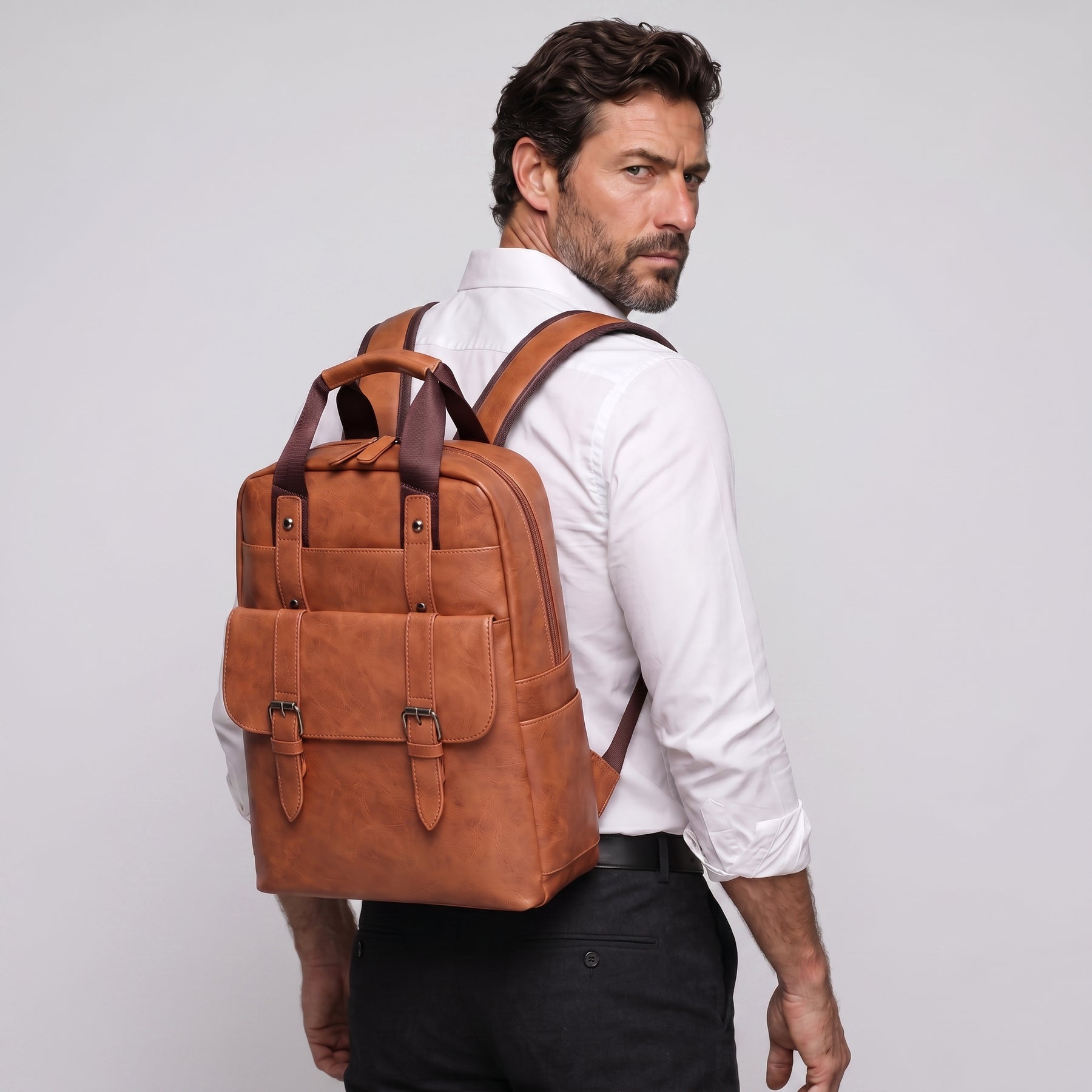 Men's Leather Backpack - Flint