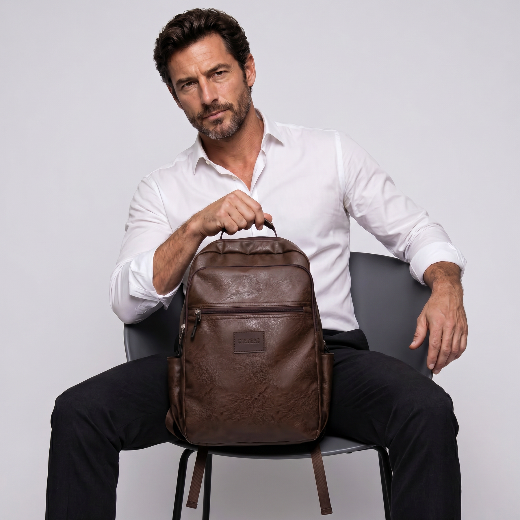 Men's Leather Backpack - Mossway